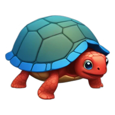 red blue 3d turtle sticker
