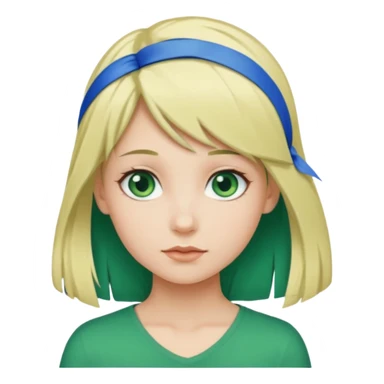 blonde girl with green color hair ribbon sticker
