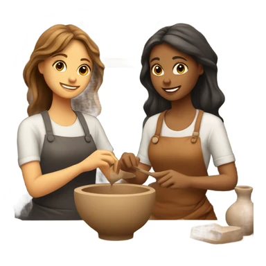 2 girls at a pottery class sticker