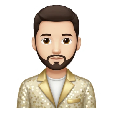 Jon B, White R&B Singer with light skin, dark brown hair, cream sequin outfit sticker