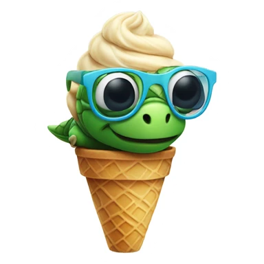 Turtle with glasses eating ice cream  sticker