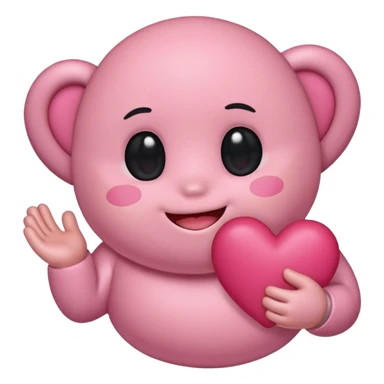 create a chibi sticker of Kirby smiling with a heart in his hands sticker