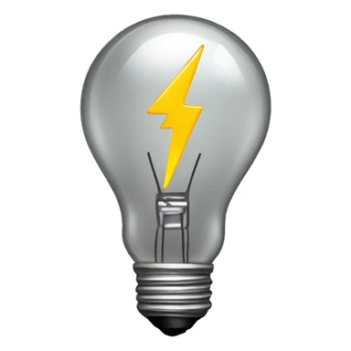 Favicon logo combining a light bulb with a lightning bolt showing in place of the filament for a guessing game website sticker