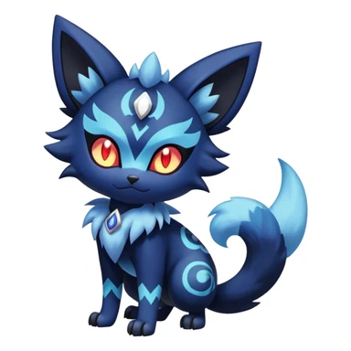 Shiny Evil mExotic Badass Colorful Ethereal Royal Mysterious Gothic Meowstic-Zorua-Litten-Noibat-Pokémon-Fakémon-hybrid-creature (full body) with pattern-markings sticker