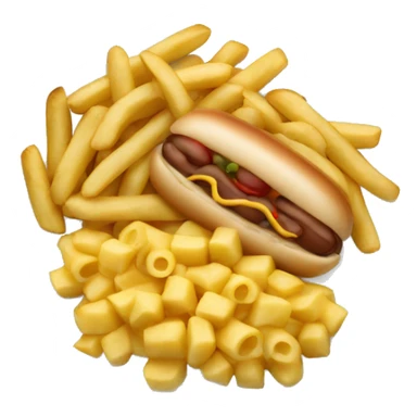 Plate with macaroni, potatoes, hotdog on top sticker