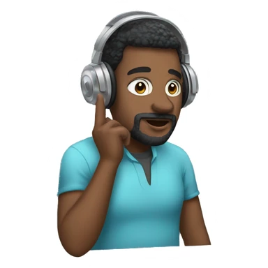 Podcaster talking into microphone wearing headphones sticker