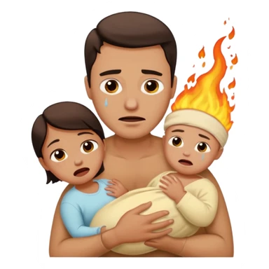  woman being burned in front of a very handsome man who carries a baby sticker