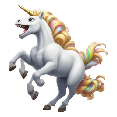 A unicorn flying with a T. rex  sticker