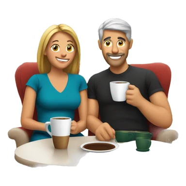 Mom and dad drinking coffee on Christmas morning sticker