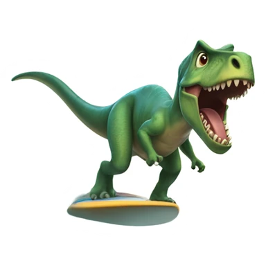 Un dinosaurio haciendo surf sticker