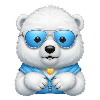 baby Polar bear with blue sun glasses sticker