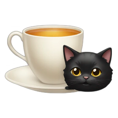 black cat woth tea sticker