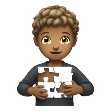 a child with a puzzle in his hands sticker