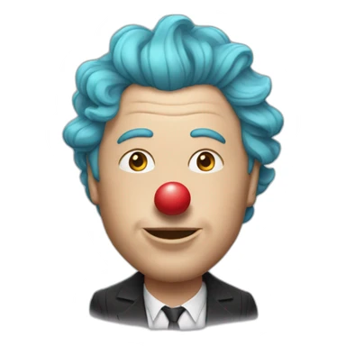 Elon Musk wearing a clown nose and wig sticker