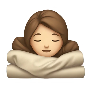 A white girl with brown hair is sleeping wrapped in a blanket sticker