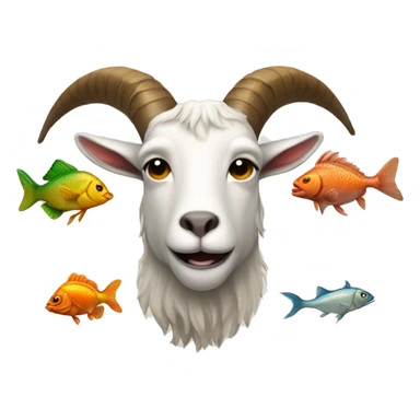 Goat, fishes and bull head sticker