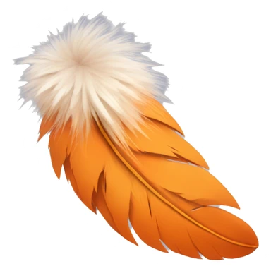 fluffy downy orange bird feather sticker