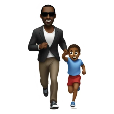 P-diddy running with a child sticker