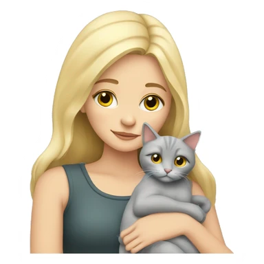 blonde girl cuddling grey cat sticker