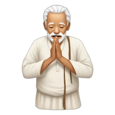 old man with traditional paghadi doing namaste sticker