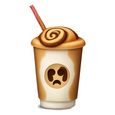 Cinnamon and cappuccino bun in a disposable glass sticker