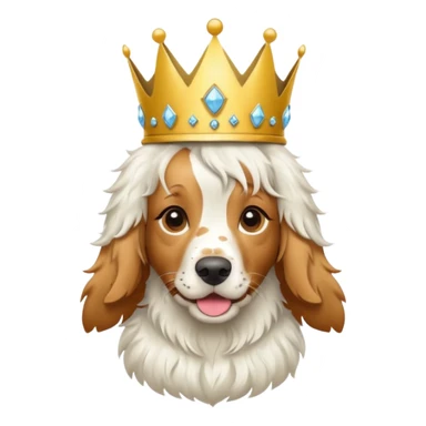English setter wearing a princess crown sticker
