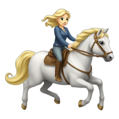 Une blonde sur une licorne ailée  sticker
