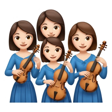Create an imagine of three brunette women playing string instruments sticker