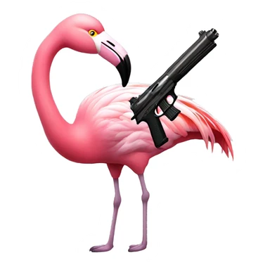 A FLAMINGO WITH A GUN ON 3 legs sticker
