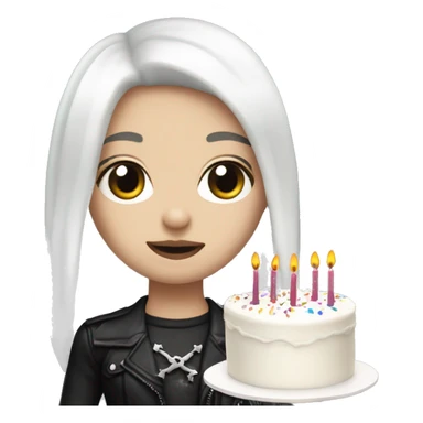 goth metallica white skin girl with a birthday cake  sticker