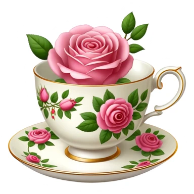 english rose tea cup sticker