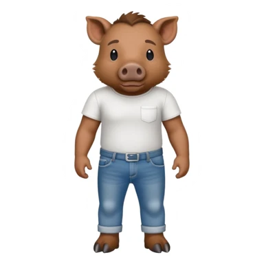 CINGHIALE CON MAGLIETTA BIANCA E JEANS sticker