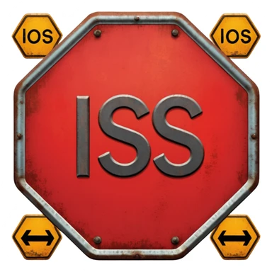 red, road sign, hexagonal, with the inscription SANCTIONS sticker