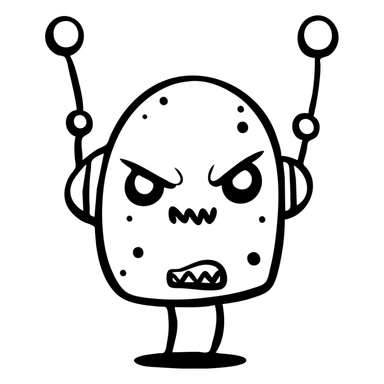 Evil robot with antennas and menacing expression sticker