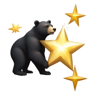 Black bear hugging star sticker