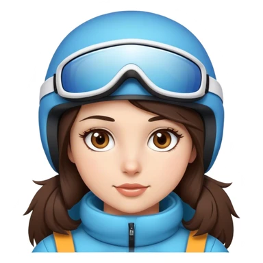 Pretty brunette with light brown eyes skiing and wearing cute snow gear sticker