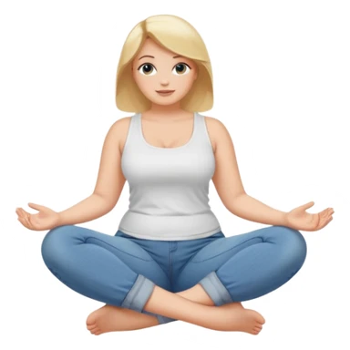 curvy blonde woman, front view, sitting on her soles, relaxed pose, SFW sticker