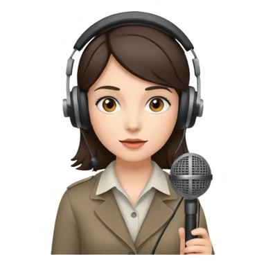 brunette girl interested in journalism, on-air reporting, silent film and sports sticker