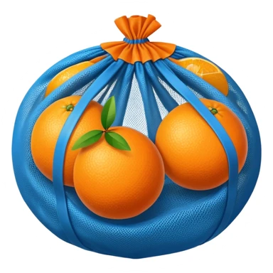 oranges in blue mesh bag sticker