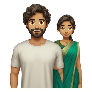 indian gujarati 21 year old brother with a beard and teenager sister with wavy hair sticker