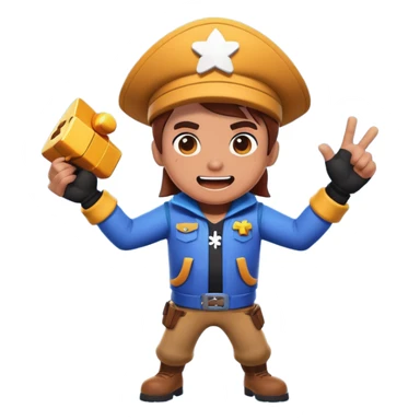 Brawl Stars character celebrating sticker