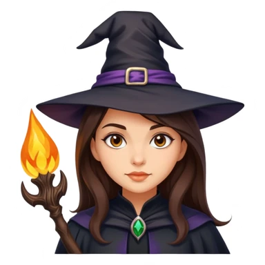 European girl, beautiful brunette, witch sticker