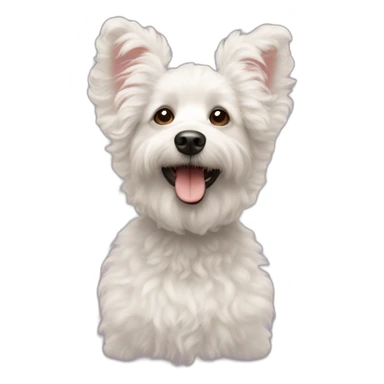 caniche white curly ears up happy face sticker