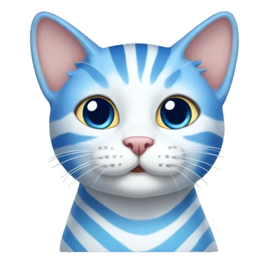 blue and white striped cat sticker