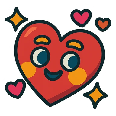 playful heart symbol representing love, vibrant toon style, cute, fun, bright colors sticker