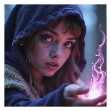 realistic fantasy style close-up detailed face of a magical League of Legends character casting a spell sticker