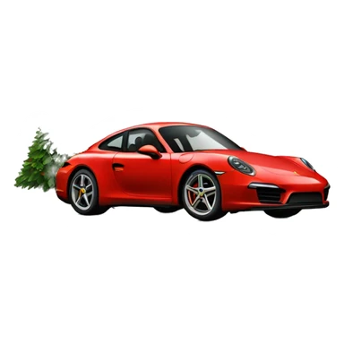 Red porsche carries christmas tree sticker