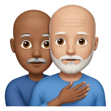Talk bald white man with a white beard and blue eyes lovingly holding a black woman with brown eyes and grey hair sticker