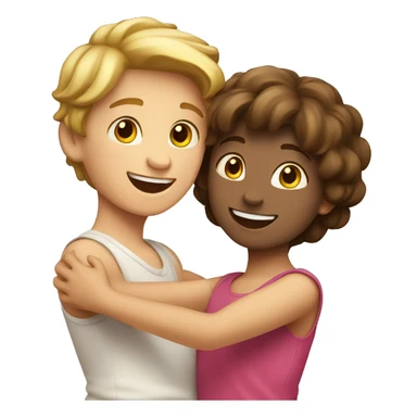Happy fair skin boy and girl dancing together  sticker