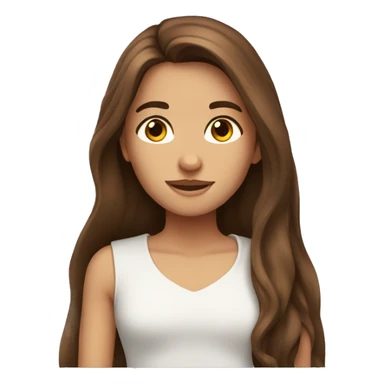 brown long hair, brown eyes, white hirl sticker